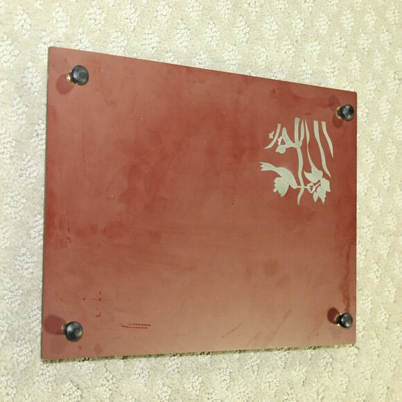 Vintage Beveled Mirrored Vanity Tray Mirror Lucite Rails Hummingbirds Flowers - Picture 8 of 8